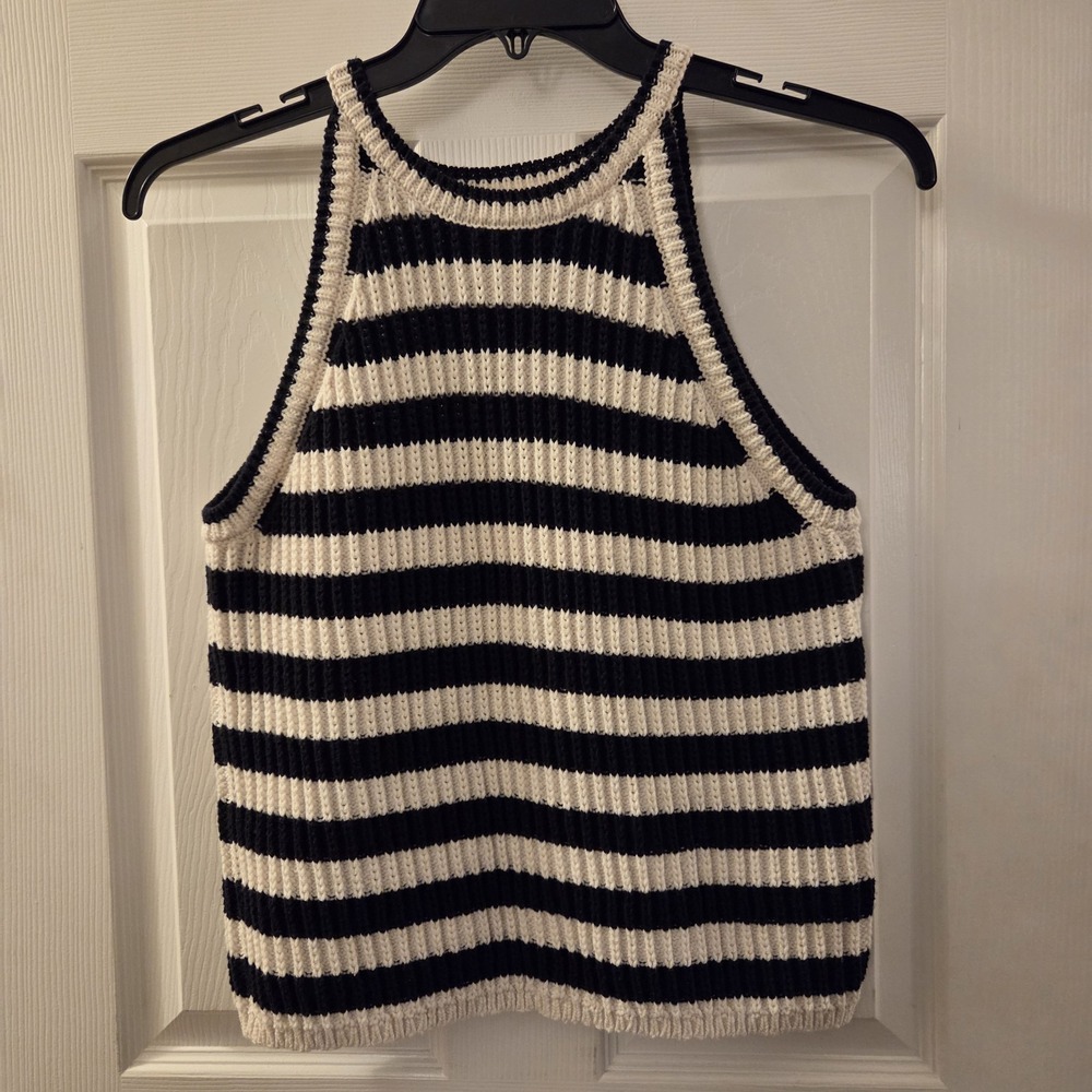 A New Day sz XL striped halter chunky knit‎ sweater tank top beach cruise casual